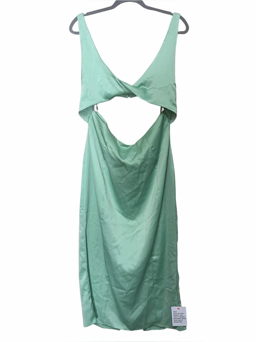 ASOS Design twist front satin mint green midi dress